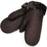 Dunkelbraune WERNER CHRIST Nachhaltige Damenfäustlinge & Damenfausthandschuhe aus Lammfell Größe 5 für den für den Winter 