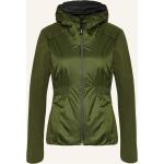Dunkelgrüne Gesteppte LaMunt Mini Kurzjacken & Cropped-Jackets mit Reißverschluss aus Fleece mit Kapuze für Damen Größe S 