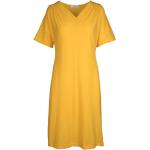 Gelbe Lana Naturalwear Bio Midi Nachhaltige V-Ausschnitt Midikleider & knielange Kleider für Damen Größe S für den für den Sommer 