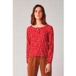 Rote Langärmelige Lana Naturalwear Bio Nachhaltige Blusenshirts & Schlusen mit Kirschenmotiv für Damen Größe S 