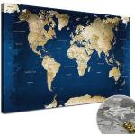 Blaue Lana KK Leinwandbilder mit Weltkartenmotiv 100x150 