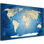 LANA KK - Leinwandbild "World Map Blue Ocean" Welt