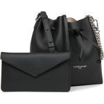 Reduzierte Schwarze Lancaster Paris Element Lederhandtaschen aus Rindsleder mit Innentaschen für Damen klein 