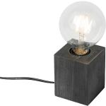 Reduzierte Schwarze Landhausstil Qazqa Block Nachttischlampen mit Uhr aus Holz dimmbar E27 