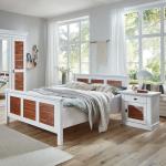 Weiße Life Meubles Rechteckige Betten Landhausstil lackiert aus Massivholz 200x200 