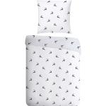 Weiße Bestickte Landhausstil Bettwäsche mit Hirsch-Motiv mit Reißverschluss aus Mako-Satin 135x200 