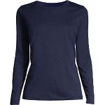 Marineblaue Langärmelige Lands' End Relaxed T-Shirts ohne Verschluss für Damen Größe L für den für den Sommer 
