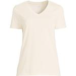 Lands' End Damen-T-Shirt, kurzärmelig, V-Ausschnitt, Supima-Baumwolle, entspannt, Fresh Ivory, X-Groß
