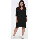 Schwarze Casual Langärmelige Naf Naf V-Ausschnitt Pulloverkleider für Damen Große Größen für den für den Herbst 