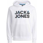 Weiße Langärmelige Jack & Jones Herrensweatshirts mit Kapuze 
