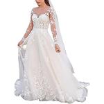 Weiße Jaeden Rundhals-Ausschnitt Brautkleider Prinzessin aus Tüll für Damen Größe M für die Braut 