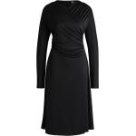 Schwarze Elegante Langärmelige HUGO BOSS BOSS Wickelkleider aus Jersey für Damen Größe XS 