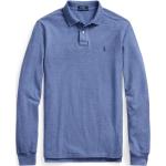 Blaue Melierte Langärmelige Ralph Lauren Polo Ralph Lauren Langarm-Poloshirts aus Baumwolle maschinenwaschbar für Herren Größe M 