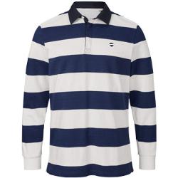 Langarm-Poloshirt, blau-weiß