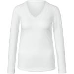 Weiße Langärmelige TCHIBO V-Ausschnitt Langarm-Unterhemden aus Baumwolle für Damen Größe L 