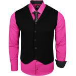 Pinke Elegante Langärmelige Herrenjeanshemden aus Denim Größe 6 XL 