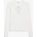 Weiße Elegante Langärmelige Monki T-Shirts für Damen Größe XXL 