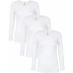Weiße Langärmelige Schöller V-Ausschnitt Langarm-Unterhemden aus Baumwolle für Damen Größe XL 3-teilig 