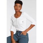 Weiße Langärmelige ARIZONA Shirts mit Tasche aus Jersey für Damen Größe XS 
