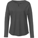 Anthrazitfarbene Langärmelige Waschbär Bio Nachhaltige Basic-Shirts aus Baumwolle für Damen Größe L 