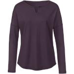 Auberginefarbene Langärmelige Waschbär Bio Nachhaltige Basic-Shirts aus Baumwolle für Damen Größe M 