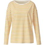 Gelbe Gestreifte Langärmelige Waschbär Bio Nachhaltige Ringelshirts aus Baumwolle für Damen Größe L 