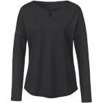 Schwarze Langärmelige Waschbär Bio Nachhaltige Basic-Shirts aus Baumwolle für Damen Größe M 