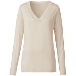 Dunkelgraue Elegante Langärmelige Waschbär Bio Nachhaltige V-Ausschnitt V-Shirts aus Jersey für Damen Größe L 