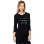 Schwarze Sportliche Langärmelige Decay Fashion Jerseyshirts mit Pailletten aus Jersey für Damen Größe XL 