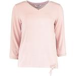 Rosa Vintage Langärmelige Zabaione V-Ausschnitt V-Shirts aus Viskose für Damen Größe S 