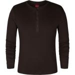 Braune Langärmelige Henley-Shirts aus Baumwolle für Herren Größe 3 XL 