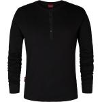 Schwarze Langärmelige Henley-Shirts aus Baumwolle für Herren Größe 3 XL 