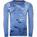 Marineblaue Langärmelige Rusty Neal T-Shirts aus Baumwolle für Herren Größe L 