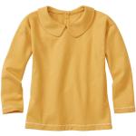 Gelbe Langärmelige Waschbär Bio Nachhaltige Kindershirts mit Bubikragen mit Knopf aus Baumwolle für Mädchen Größe 146 