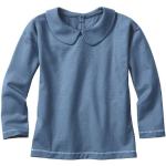 Blaue Langärmelige Waschbär Bio Nachhaltige Kindershirts mit Bubikragen mit Knopf aus Baumwolle für Mädchen Größe 134 