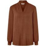 Reduzierte Braune Langärmelige TCHIBO V-Ausschnitt V-Shirts aus Viskose für Damen Größe M 