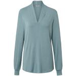Blaue Langärmelige TCHIBO Nachhaltige V-Ausschnitt V-Shirts aus Viskose für Damen Größe L 