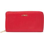 Rote Elegante L.CREDI Damenportemonnaies & Damenwallets mit Reißverschluss aus Leder 