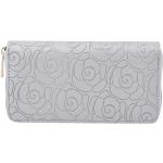 Reduzierte Silberne Blumenmuster Brieftaschen mit Reißverschluss aus Kunstleder für Damen 