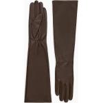 Dunkelbraune COS Lederhandschuhe aus Leder für Damen Größe XS für den für den Winter 