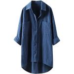 Royalblaue Unifarbene Oversize Tunika-Blusen aus Flanell für Damen Übergrößen für den für den Sommer 