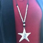 Silberne Sterne Boho Lederketten versilbert aus Edelstahl mit Echte Perle für Damen 