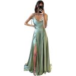 Sexy Maxi Wasserfall-Ausschnitt Lange Abendkleider aus Satin für Damen Größe S zum Abschlussball 