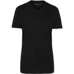 Schwarze Langer Jung Nachhaltige V-Ausschnitt T-Shirts aus Baumwolle für Herren Größe L 2-teilig 