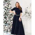 Dunkelblaue Maxi Lange Abendkleider mit Reißverschluss aus Jersey für Damen Größe XL 
