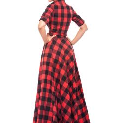 Langes Kleid Frauen, Schwarzes Und Rotes Kleid, Tartan Maxi-Kleid, Kariertes Button-Down-Kleid, Fit Flare-Kleid, Plus Size Kleidung, Maxi-Kleid