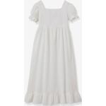 Weiße Kinderspitzenkleider mit Knopf aus Baumwolle für Mädchen Größe 128 