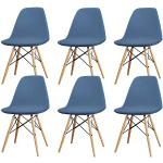 Blaue Moderne Stuhlhussen aus Samt 6-teilig 