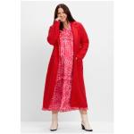 Reduzierte Rote Sheego Maxi Langmäntel mit Knopf aus Wolle für Damen Größe XL Große Größen 