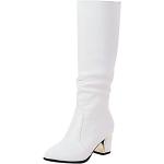 Weiße Elegante Damenoverkneestiefel mit Reißverschluss wasserfest Größe 39 für den für den Winter 